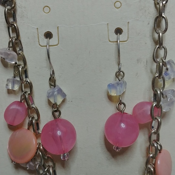New Pink Beaded Necklace and Bracelet Set - Picture 3 of 7